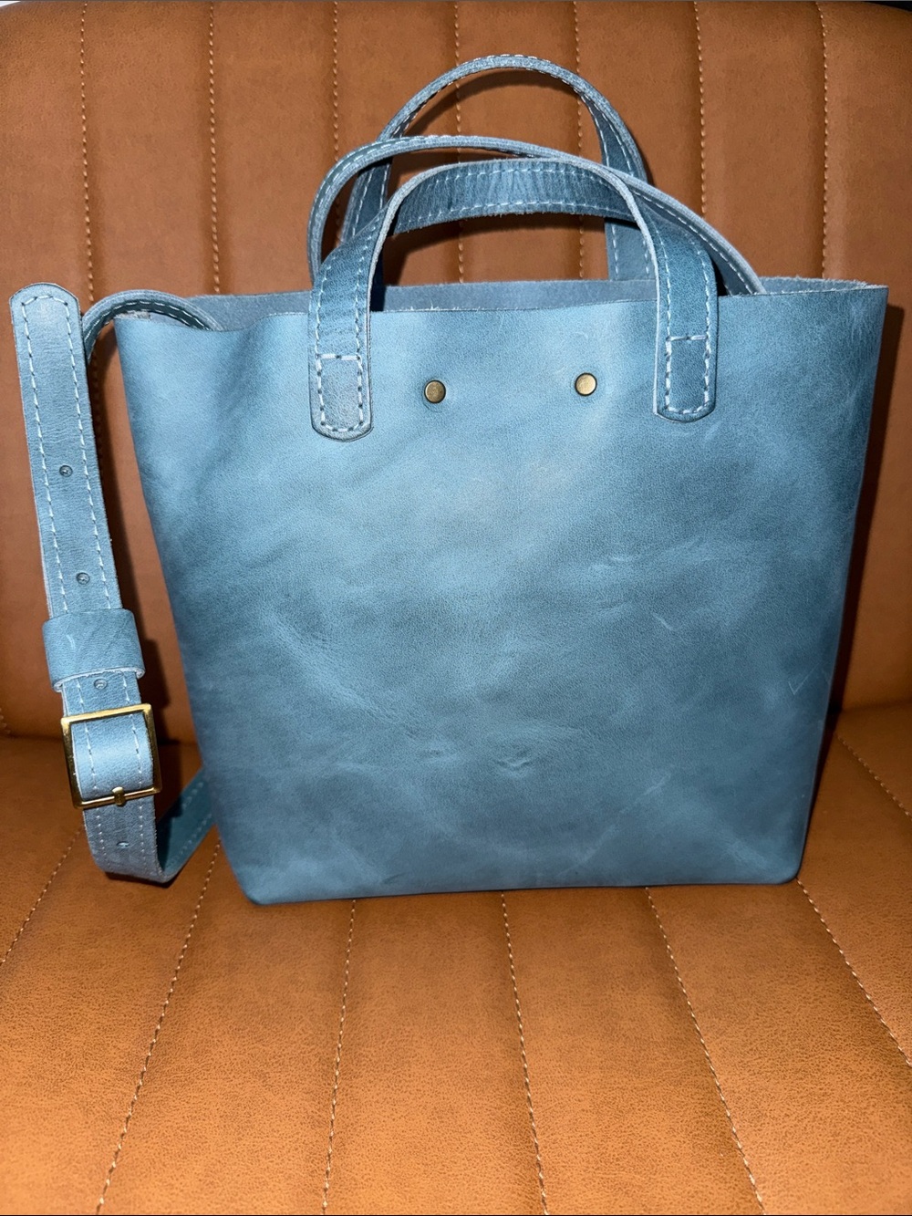 Portland Leather ~ Mini Crossbody ~ AQUA 🩵 - Picture 5 of 7